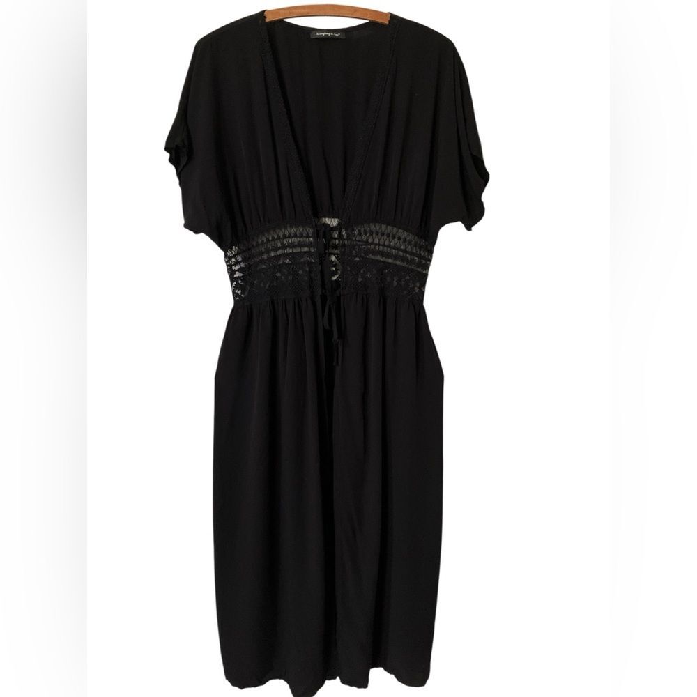 Black Duster Dress Overlay Size S Kimono Whimsigoth Witchy Boho Goth